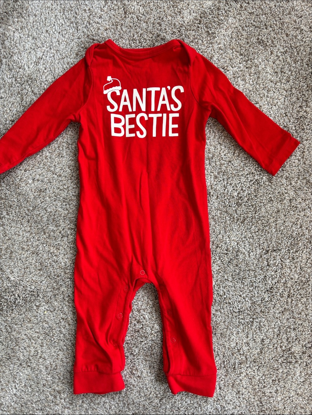 Cat & Jack Red "Santa's Bestie" Holiday One-Piece